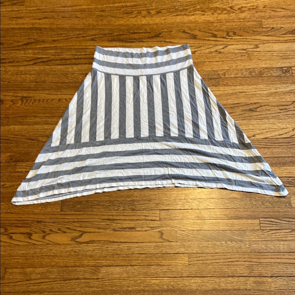 GAP Blue and White Asymmetrical A-Line Midi Skirt